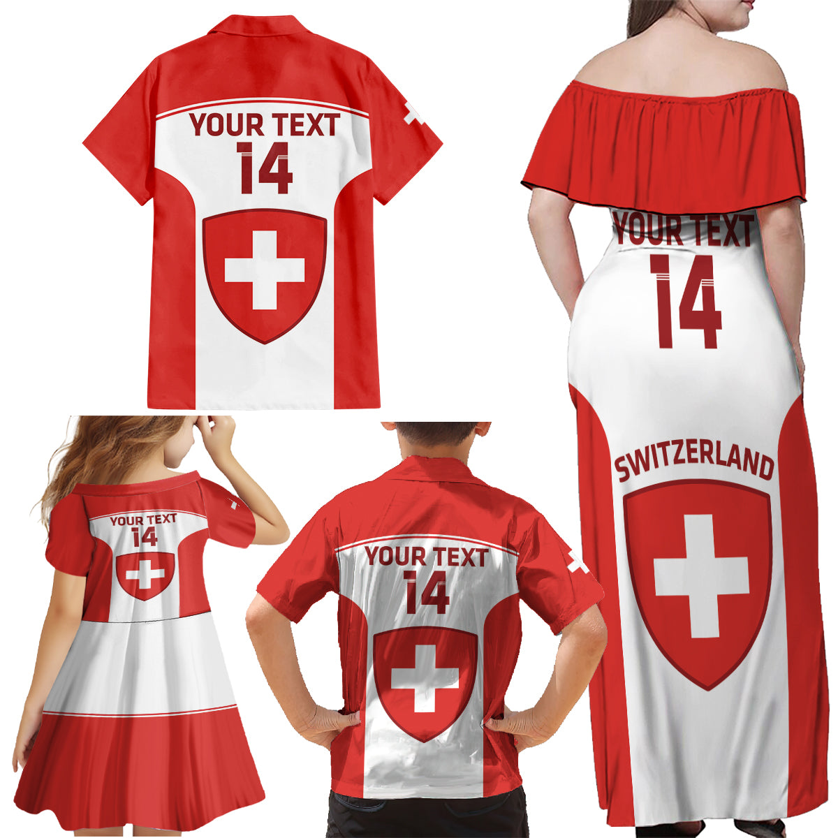 Custom Switzerland Hockey Family Matching Off Shoulder Maxi Dress and Hawaiian Shirt 2024 Go La Nati - Wonder Print Shop