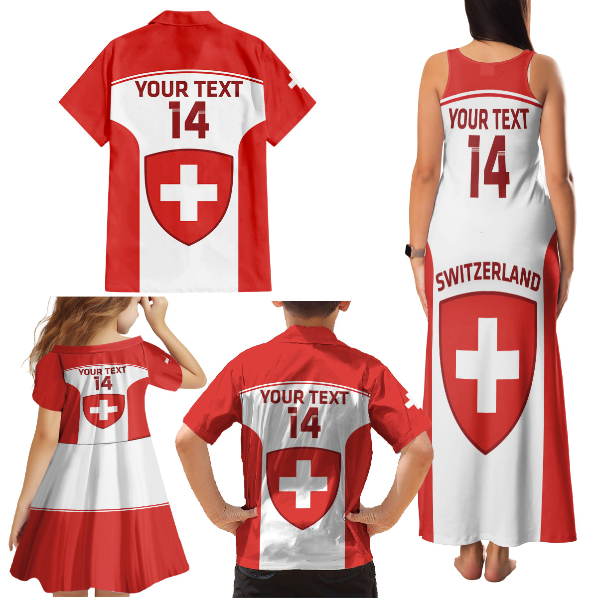 Custom Switzerland Hockey Family Matching Tank Maxi Dress and Hawaiian Shirt 2024 Go La Nati - Wonder Print Shop