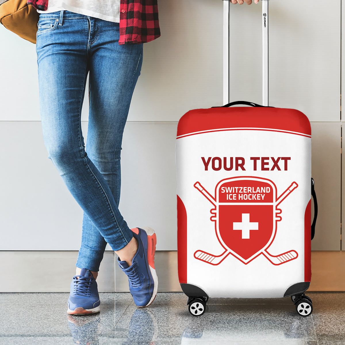 Custom Switzerland Hockey Luggage Cover 2024 Go La Nati - Wonder Print Shop