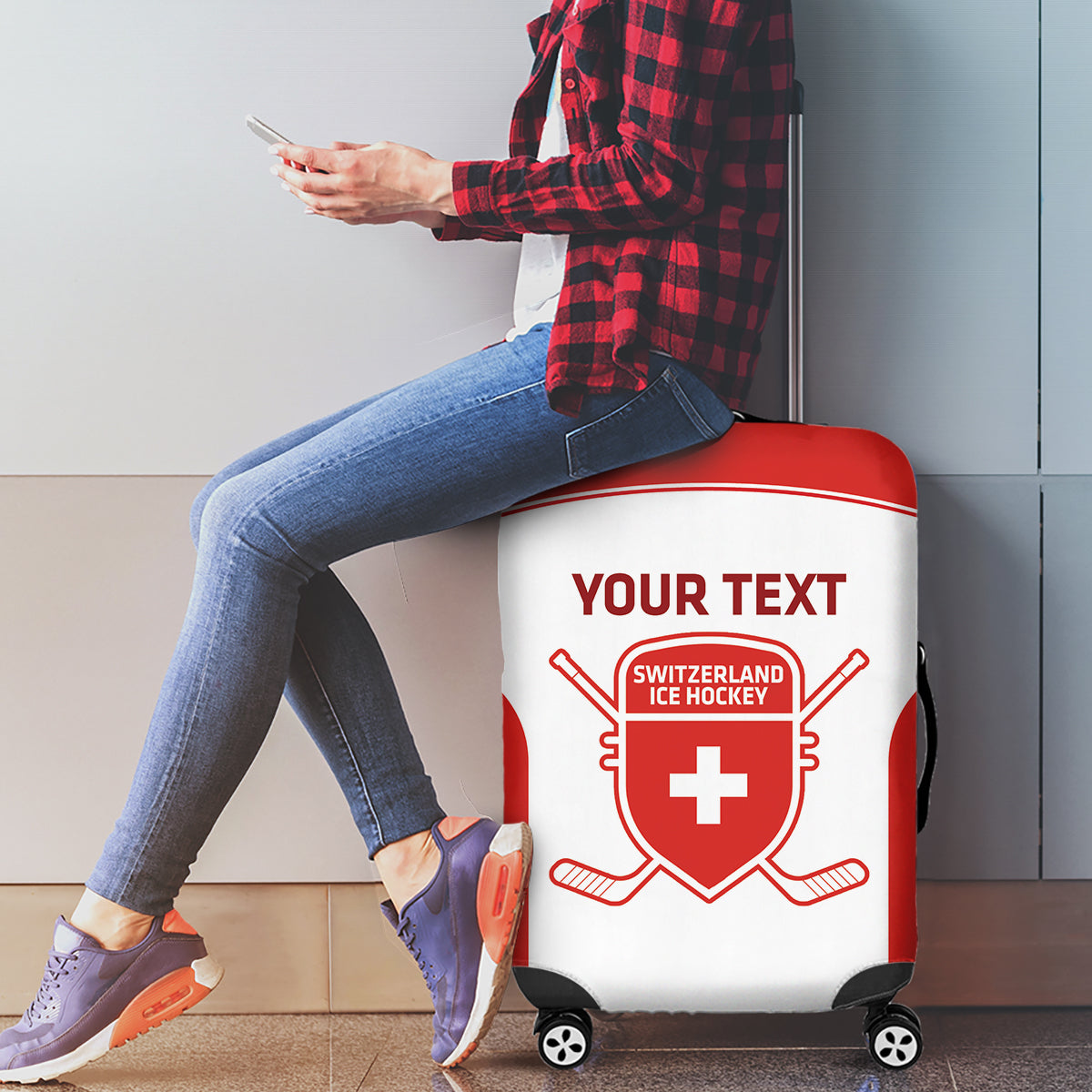 Custom Switzerland Hockey Luggage Cover 2024 Go La Nati - Wonder Print Shop