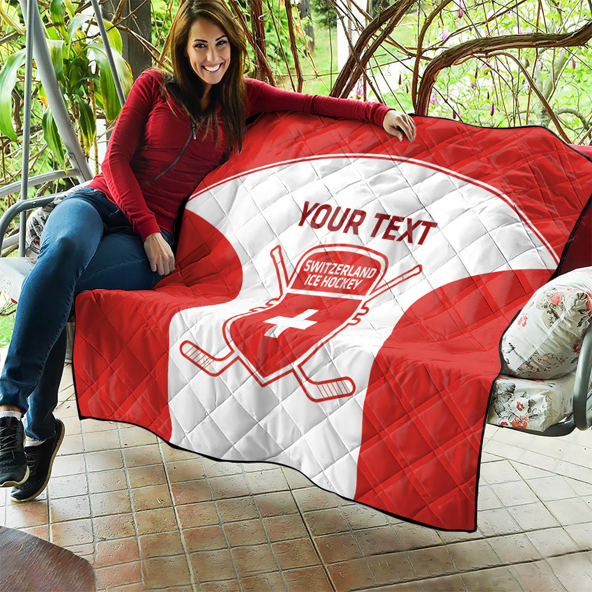 Custom Switzerland Hockey Quilt 2024 Go La Nati - Wonder Print Shop
