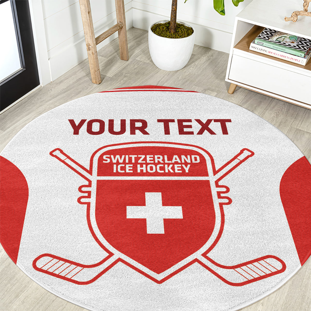 Custom Switzerland Hockey Round Carpet 2024 Go La Nati