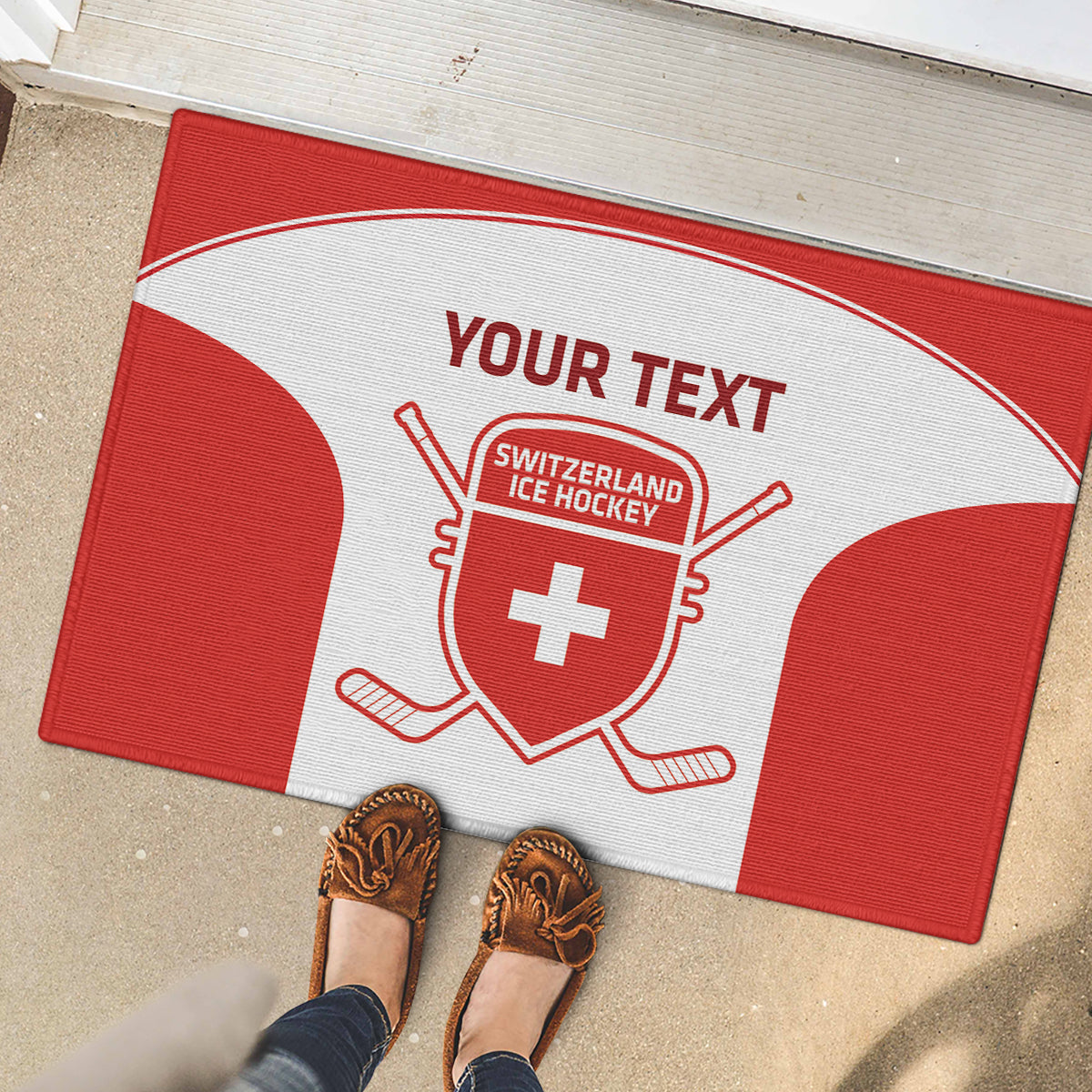 Custom Switzerland Hockey Rubber Doormat 2024 Go La Nati - Wonder Print Shop