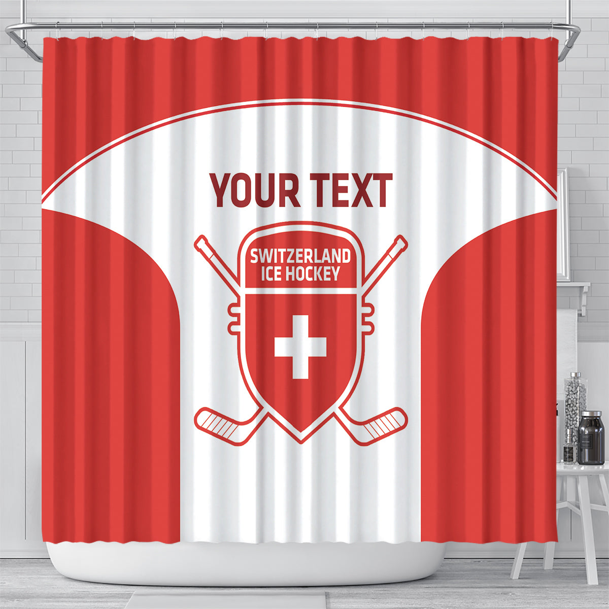 Custom Switzerland Hockey Shower Curtain 2024 Go La Nati