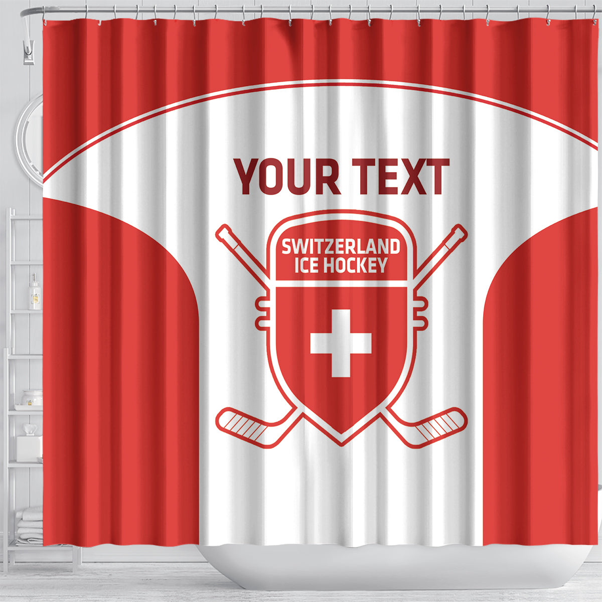 Custom Switzerland Hockey Shower Curtain 2024 Go La Nati