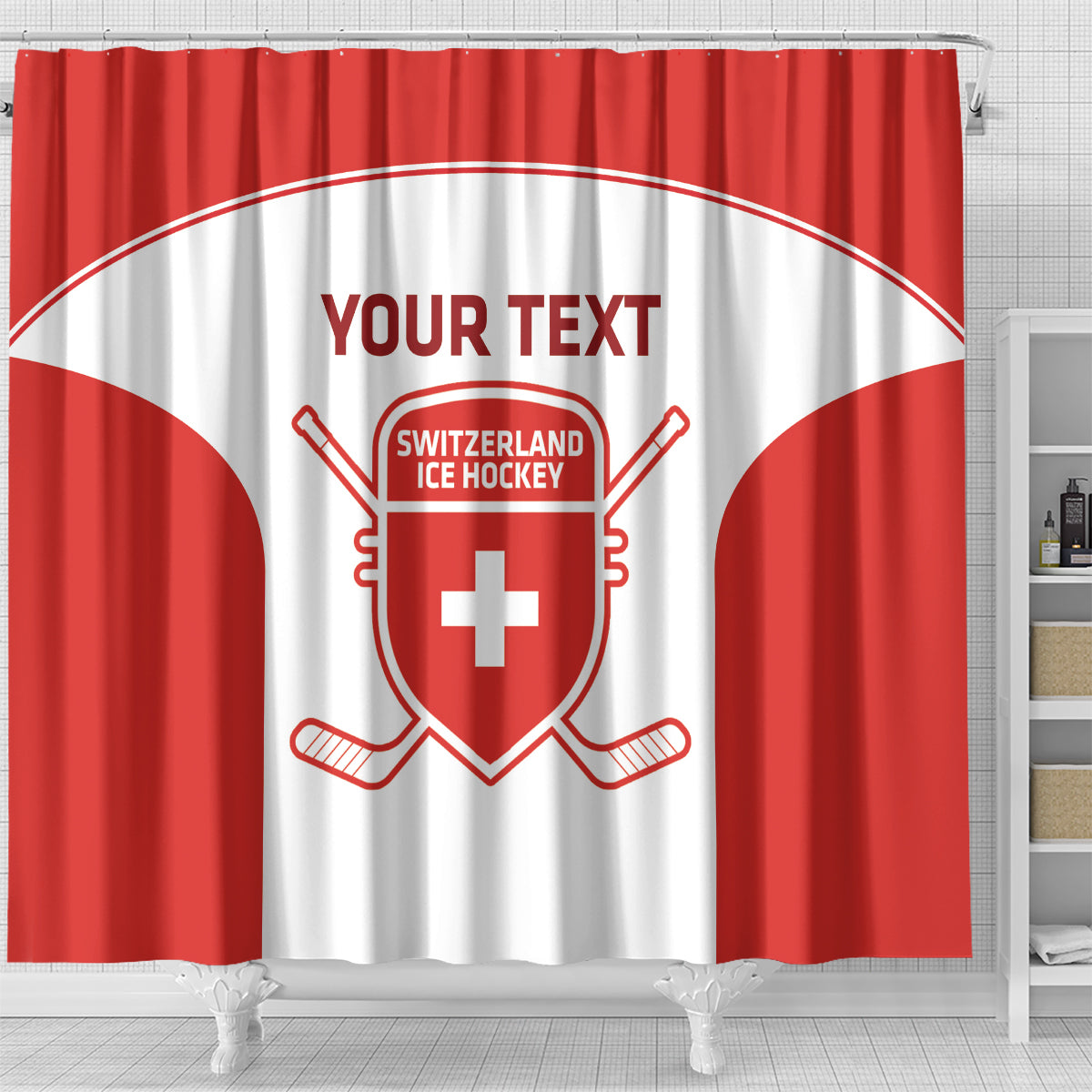 Custom Switzerland Hockey Shower Curtain 2024 Go La Nati