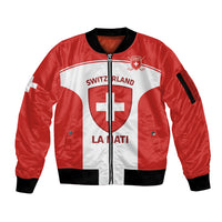 Custom Switzerland Hockey Sleeve Zip Bomber Jacket 2024 Go La Nati - Wonder Print Shop