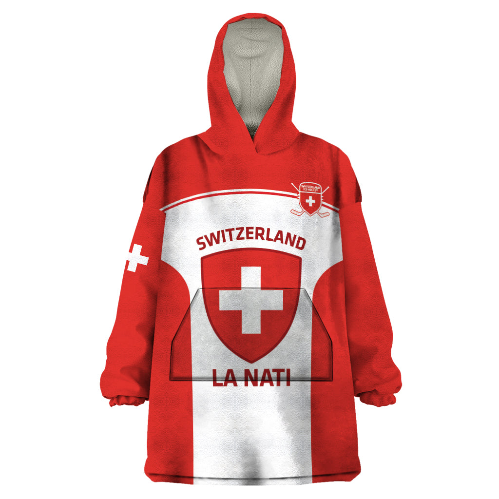 Custom Switzerland Hockey Wearable Blanket Hoodie 2024 Go La Nati - Wonder Print Shop