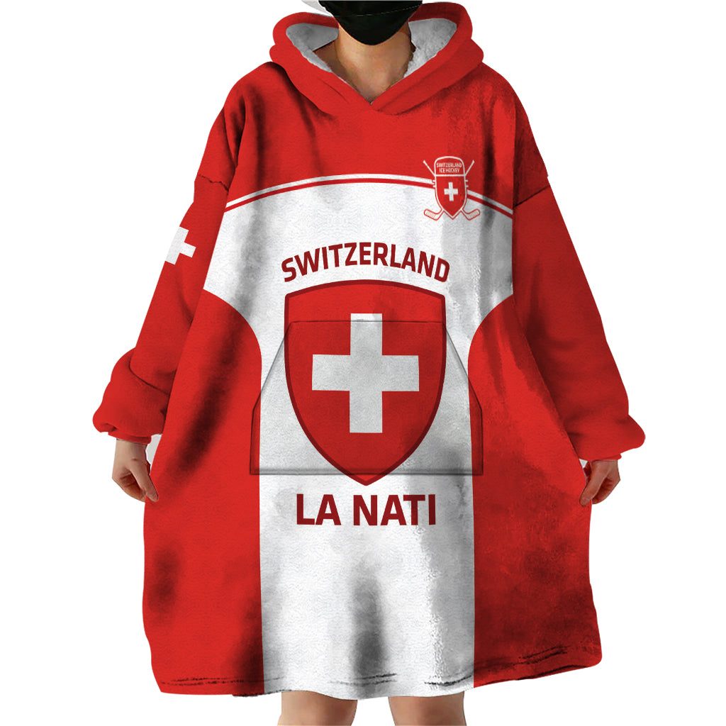 Custom Switzerland Hockey Wearable Blanket Hoodie 2024 Go La Nati - Wonder Print Shop