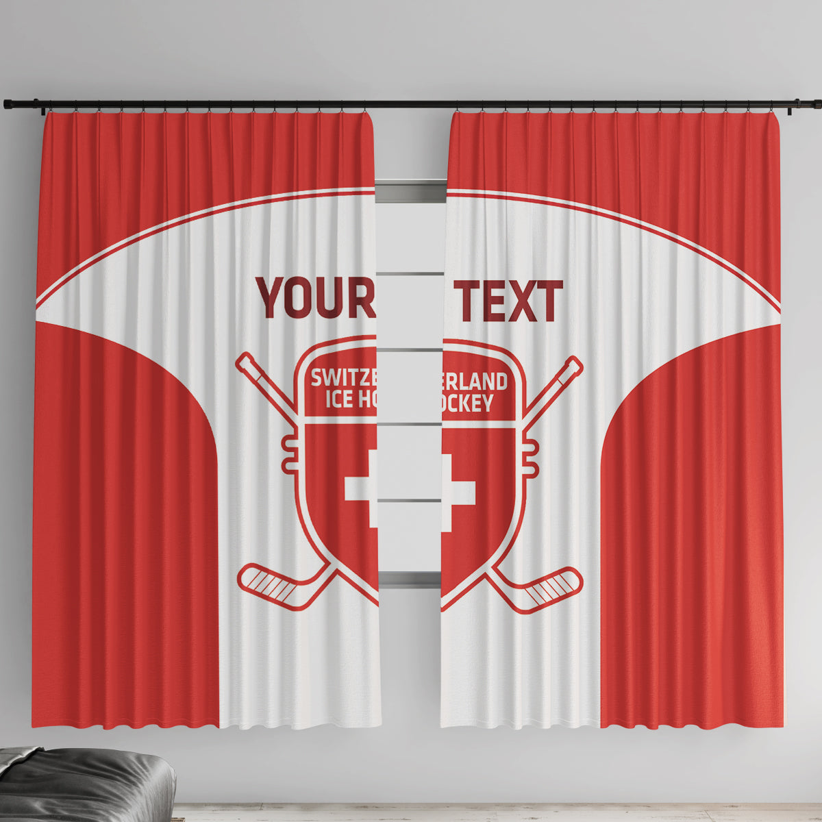 Custom Switzerland Hockey Window Curtain 2024 Go La Nati