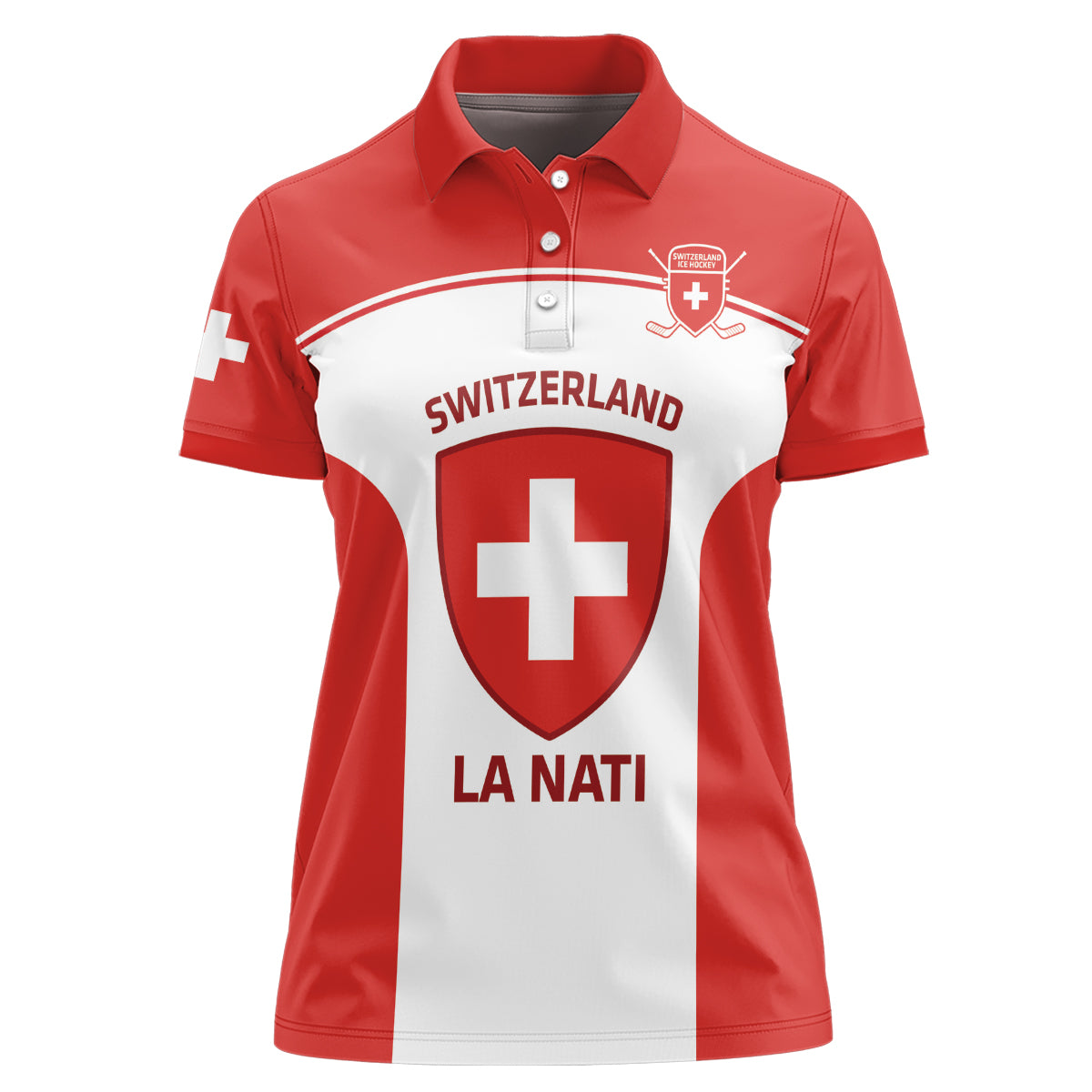 Custom Switzerland Hockey Women Polo Shirt 2024 Go La Nati
