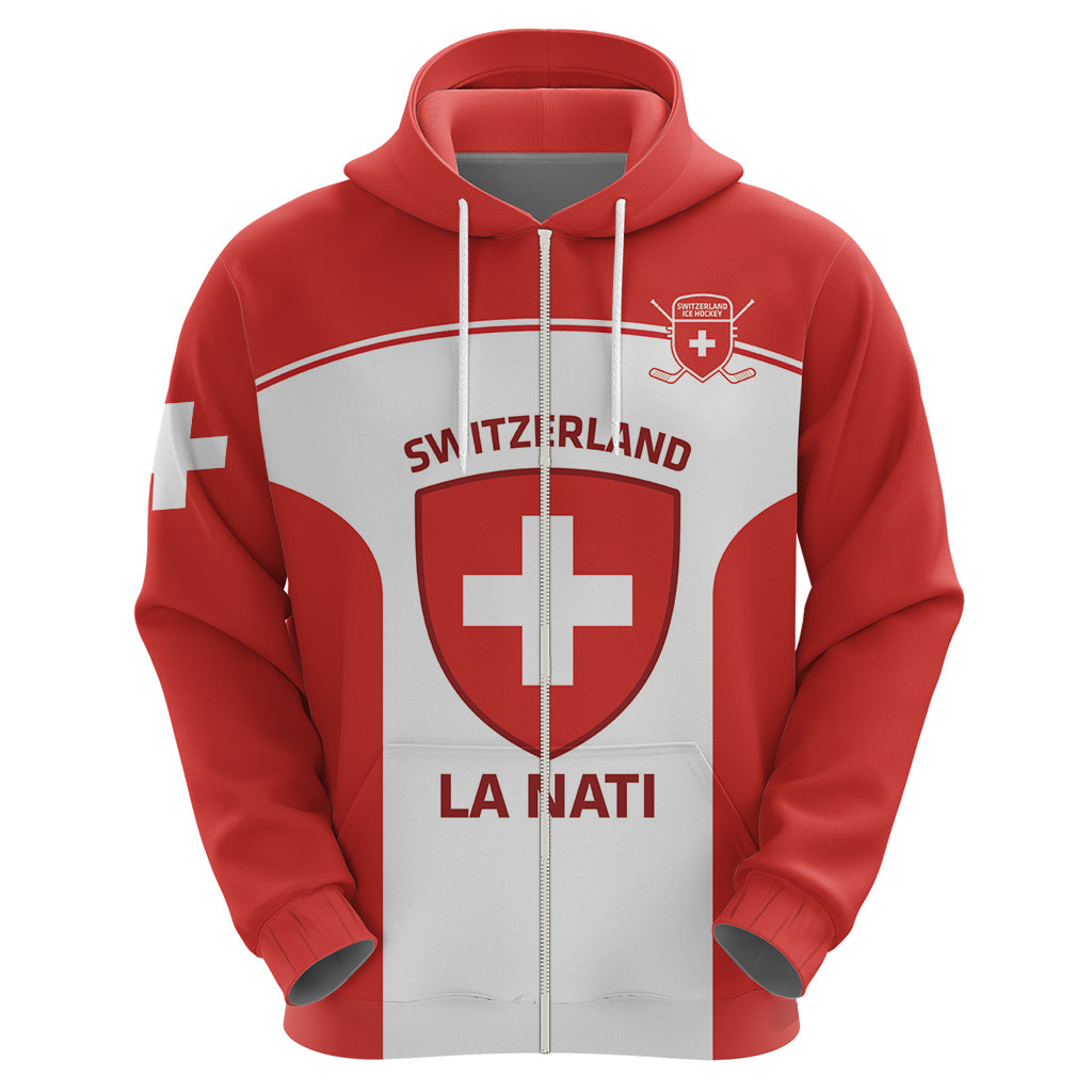 Custom Switzerland Hockey Zip Hoodie 2024 Go La Nati - Wonder Print Shop