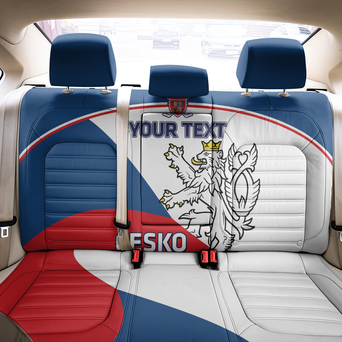 Custom Czech Republic Hockey Back Car Seat Cover 2024 Go Czechia - Wonder Print Shop