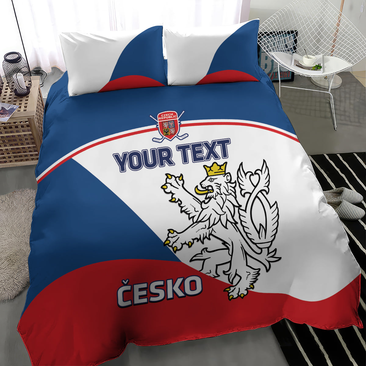 Custom Czech Republic Hockey Bedding Set 2024 Go Czechia - Wonder Print Shop