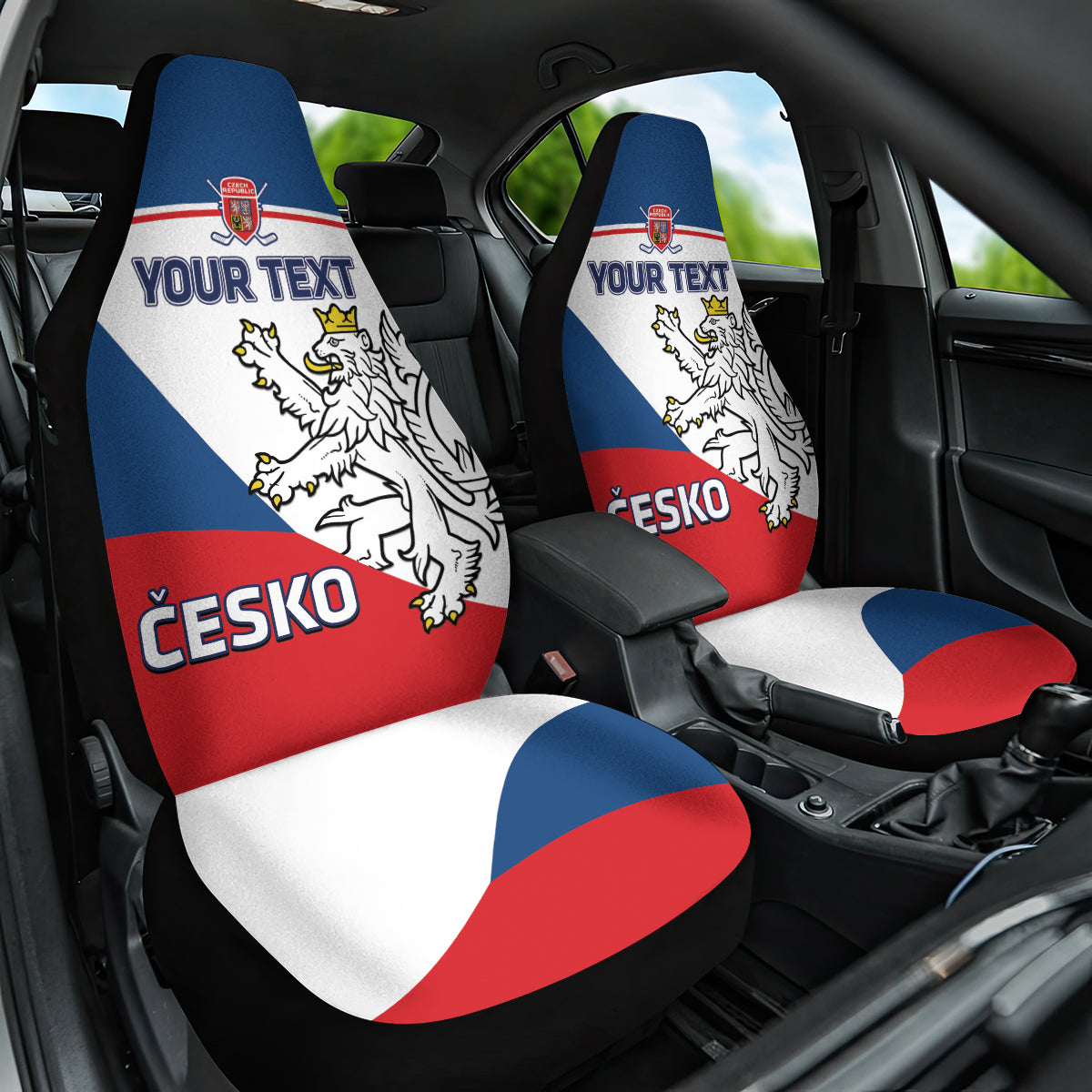 Custom Czech Republic Hockey Car Seat Cover 2024 Go Czechia - Wonder Print Shop