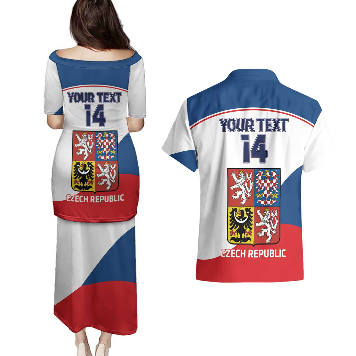 Custom Czech Republic Hockey Couples Matching Puletasi and Hawaiian Shirt 2024 Go Czechia LT14