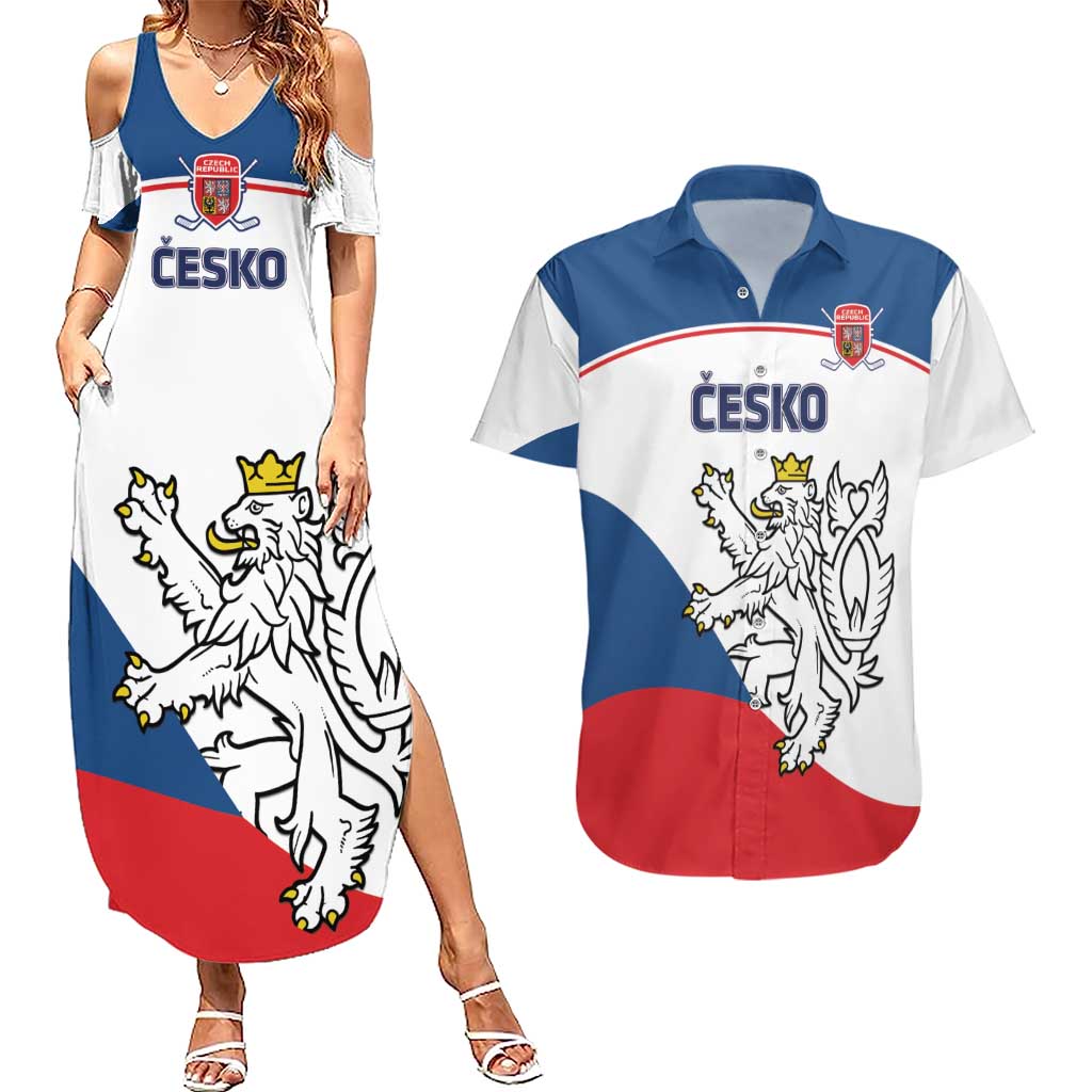 Custom Czech Republic Hockey Couples Matching Summer Maxi Dress and Hawaiian Shirt 2024 Go Czechia LT14