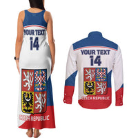Custom Czech Republic Hockey Couples Matching Tank Maxi Dress and Long Sleeve Button Shirt 2024 Go Czechia LT14