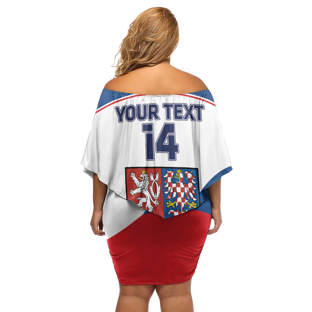 Custom Czech Republic Hockey Family Matching Off Shoulder Short Dress and Hawaiian Shirt 2024 Go Czechia LT14