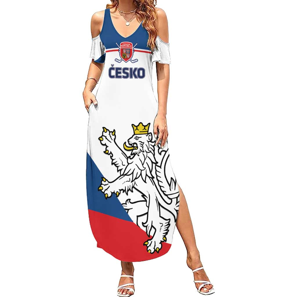 Custom Czech Republic Hockey Family Matching Summer Maxi Dress and Hawaiian Shirt 2024 Go Czechia - Wonder Print Shop