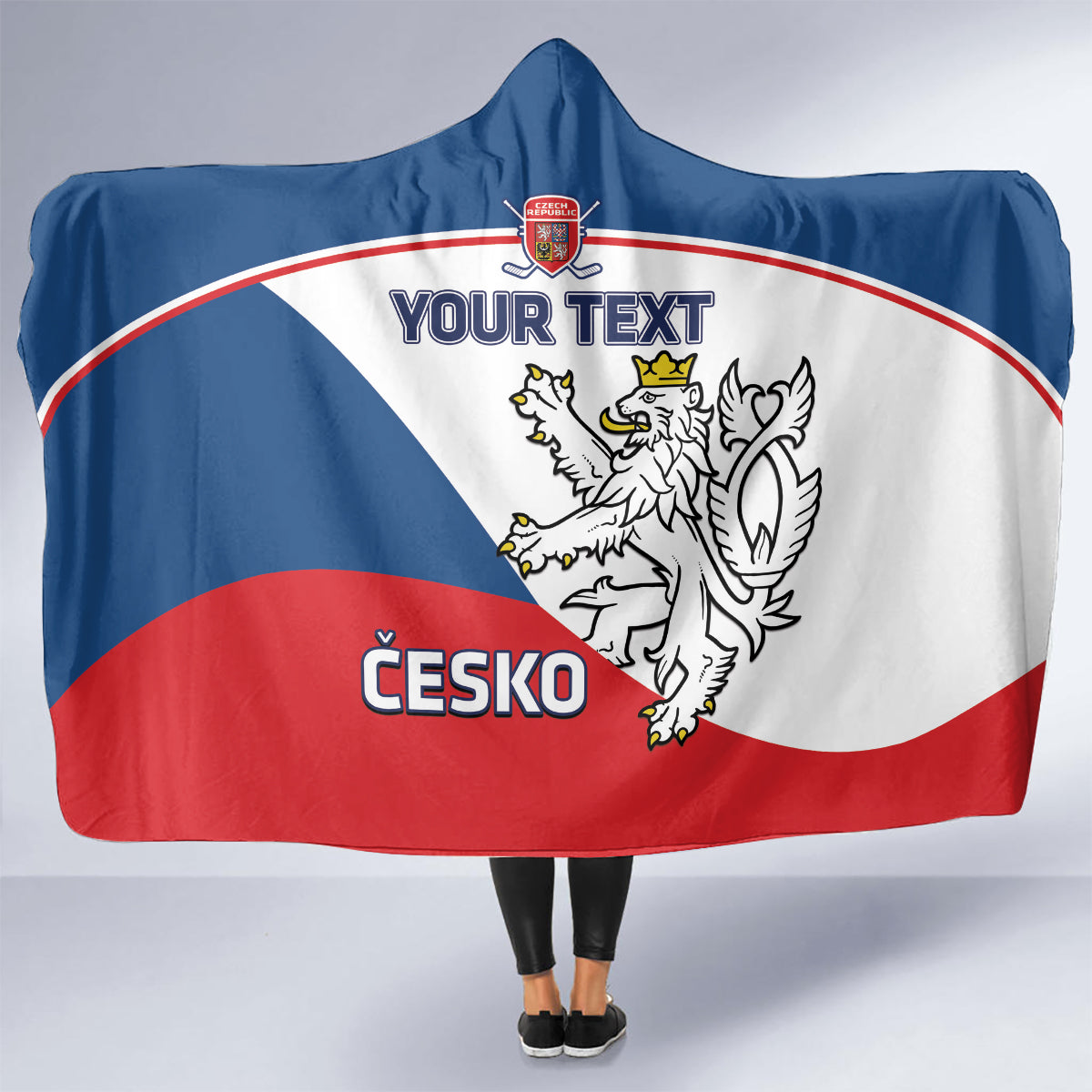 Custom Czech Republic Hockey Hooded Blanket 2024 Go Czechia