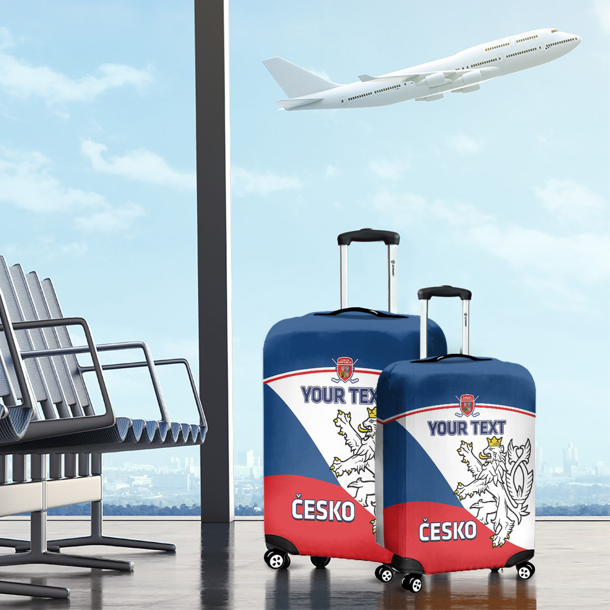 Custom Czech Republic Hockey Luggage Cover 2024 Go Czechia - Wonder Print Shop