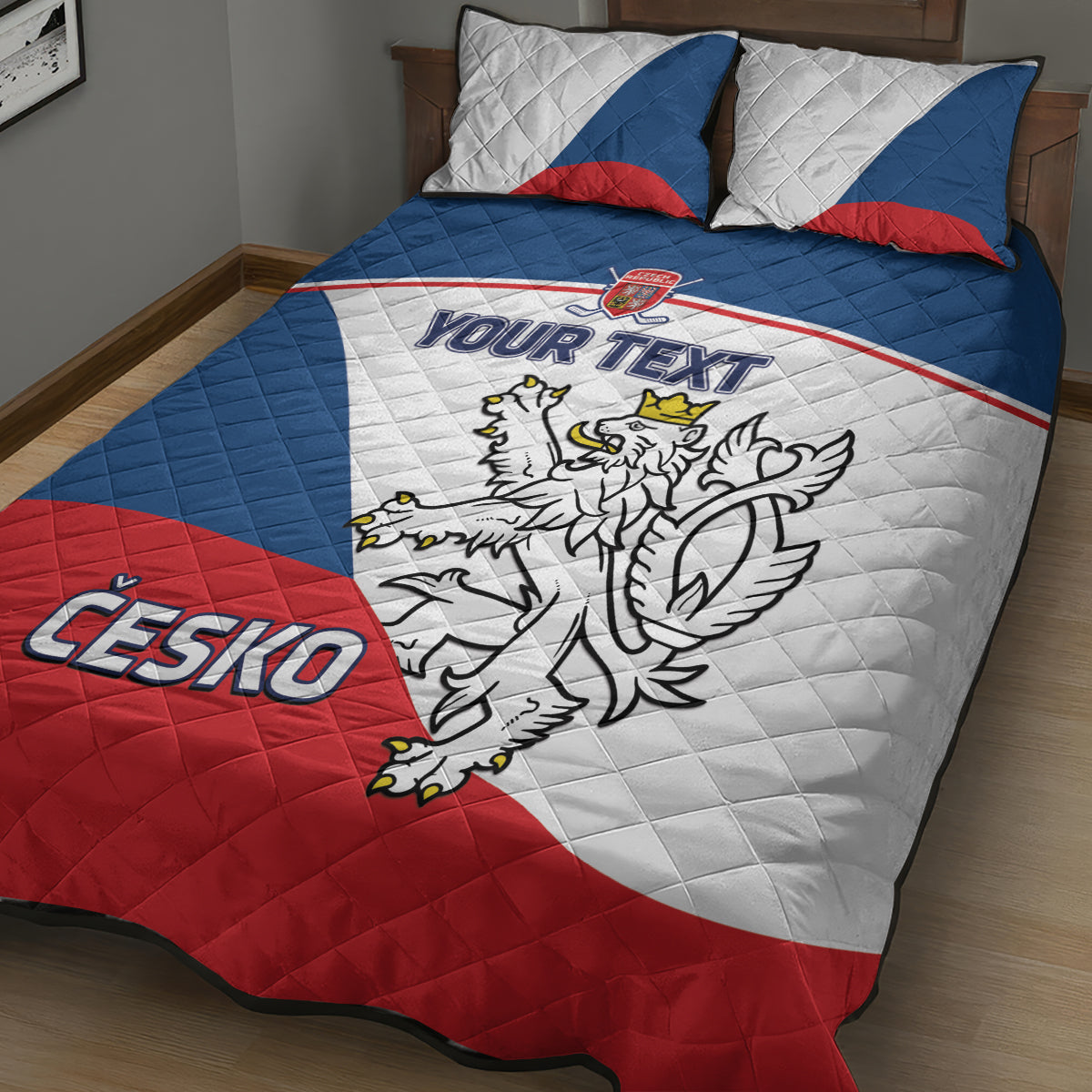 Custom Czech Republic Hockey Quilt Bed Set 2024 Go Czechia - Wonder Print Shop