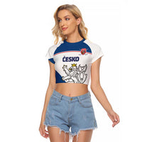Custom Czech Republic Hockey Raglan Cropped T Shirt 2024 Go Czechia - Wonder Print Shop