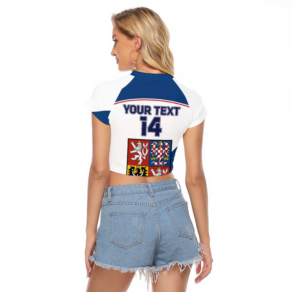 Custom Czech Republic Hockey Raglan Cropped T Shirt 2024 Go Czechia - Wonder Print Shop