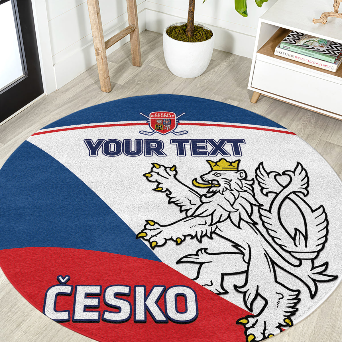 Custom Czech Republic Hockey Round Carpet 2024 Go Czechia