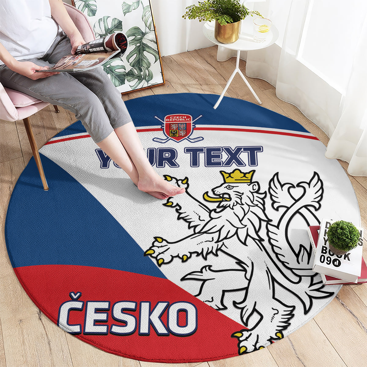 Custom Czech Republic Hockey Round Carpet 2024 Go Czechia
