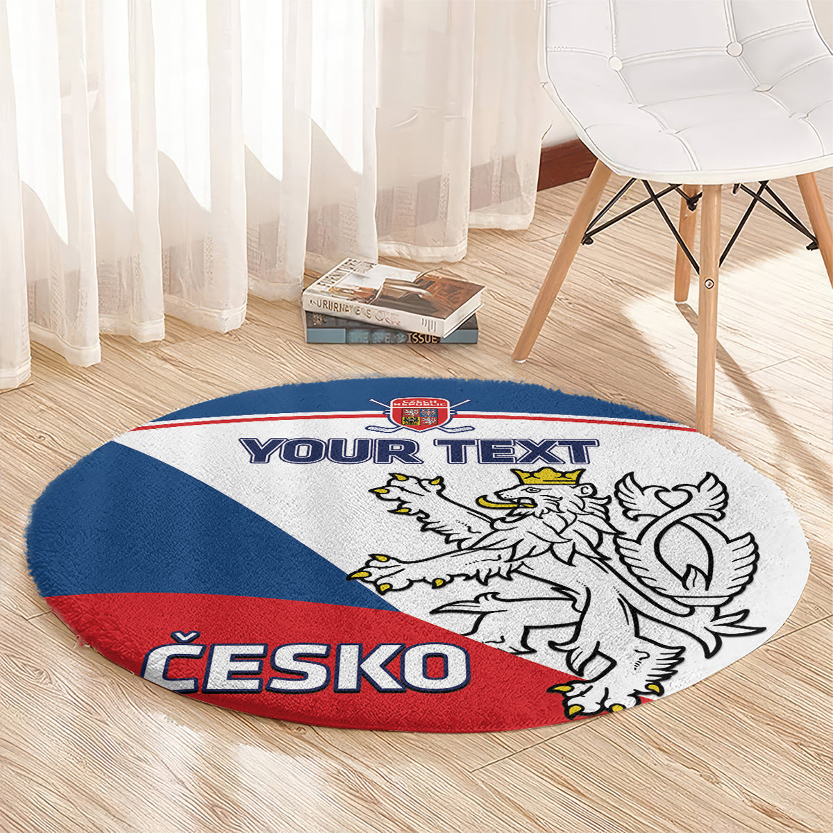 Custom Czech Republic Hockey Round Carpet 2024 Go Czechia
