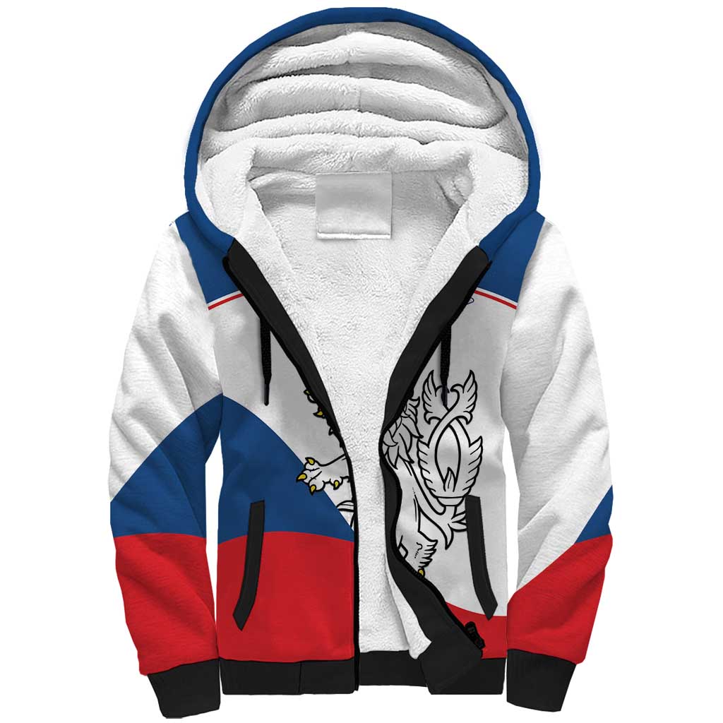 Custom Czech Republic Hockey Sherpa Hoodie 2024 Go Czechia - Wonder Print Shop
