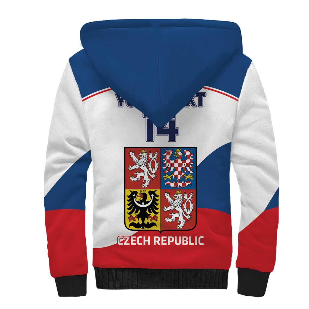 Custom Czech Republic Hockey Sherpa Hoodie 2024 Go Czechia - Wonder Print Shop