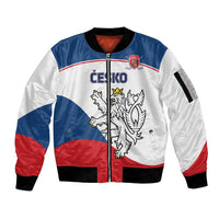 Custom Czech Republic Hockey Sleeve Zip Bomber Jacket 2024 Go Czechia - Wonder Print Shop