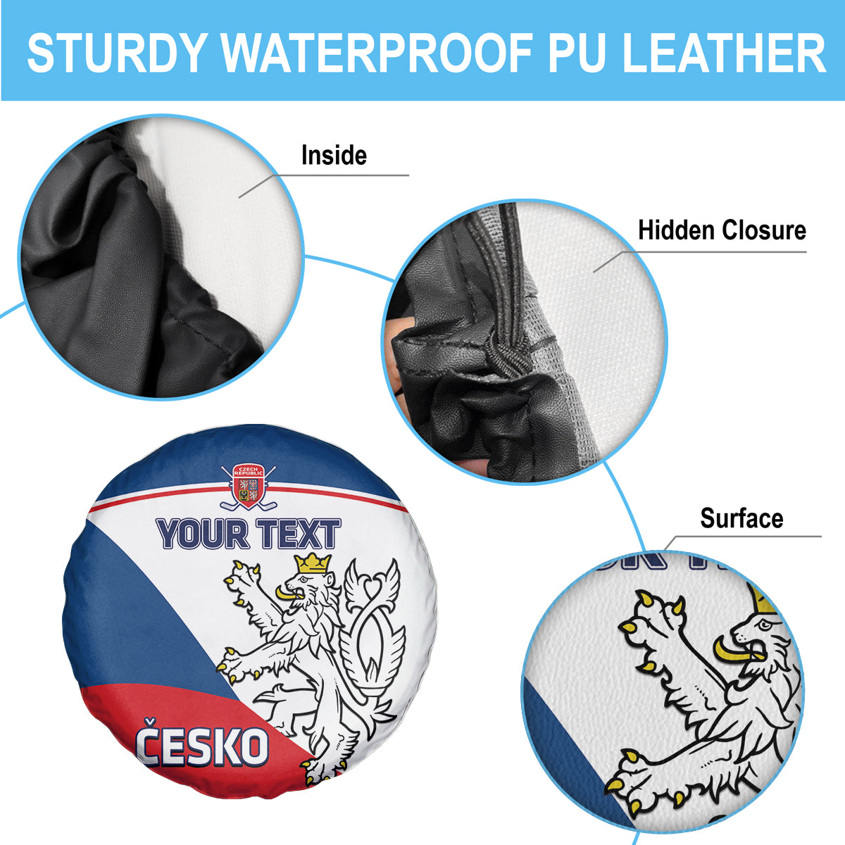 Custom Czech Republic Hockey Spare Tire Cover 2024 Go Czechia - Wonder Print Shop