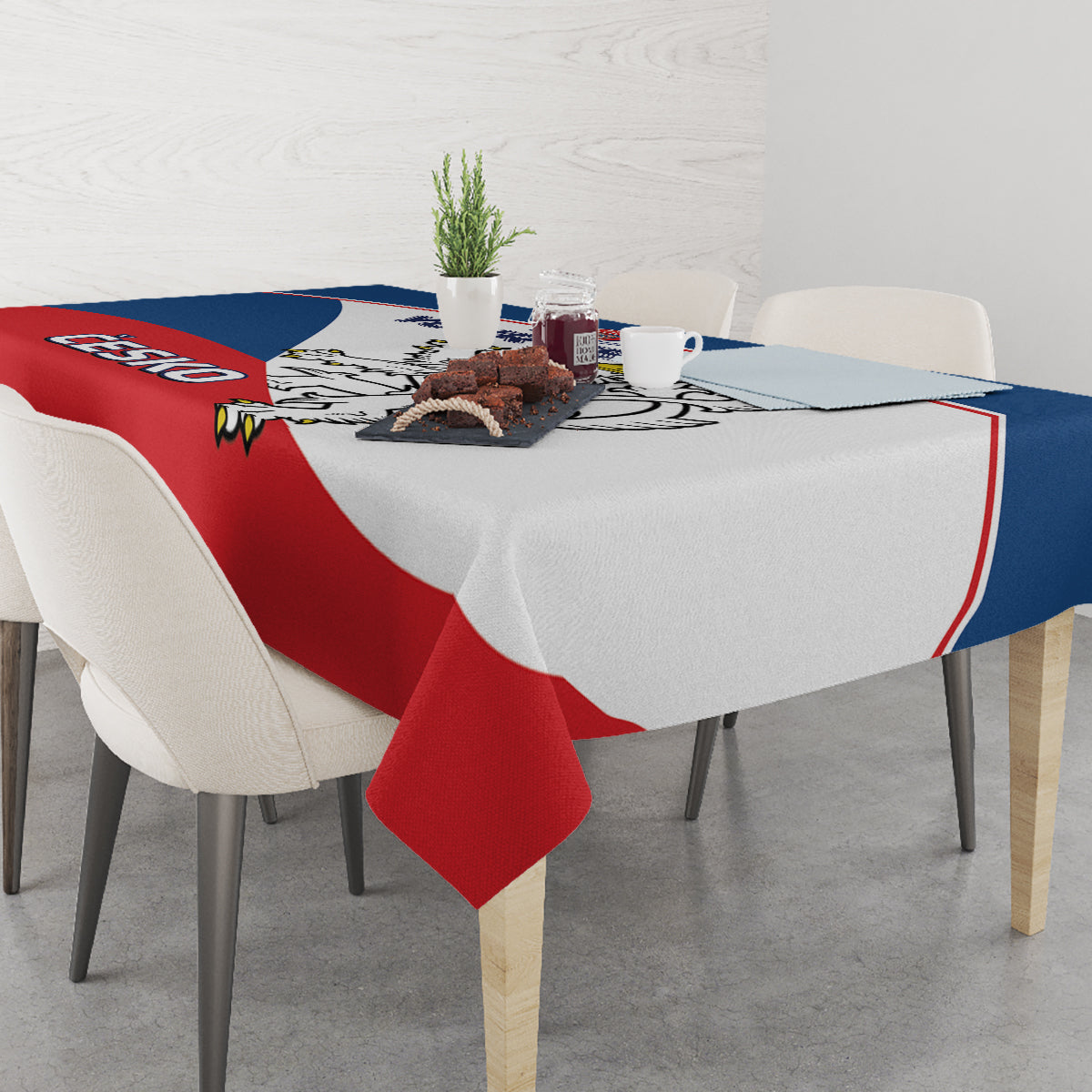 Custom Czech Republic Hockey Tablecloth 2024 Go Czechia - Wonder Print Shop