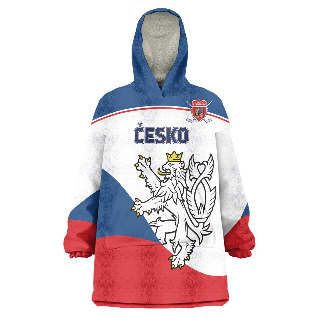 Custom Czech Republic Hockey Wearable Blanket Hoodie 2024 Go Czechia - Wonder Print Shop