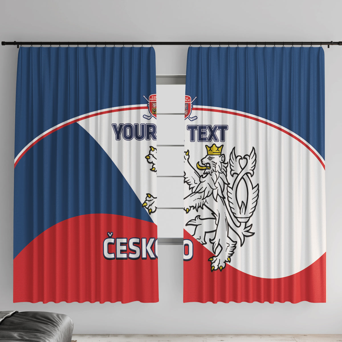 Custom Czech Republic Hockey Window Curtain 2024 Go Czechia
