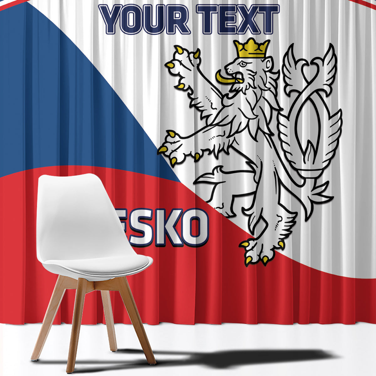 Custom Czech Republic Hockey Window Curtain 2024 Go Czechia - Wonder Print Shop