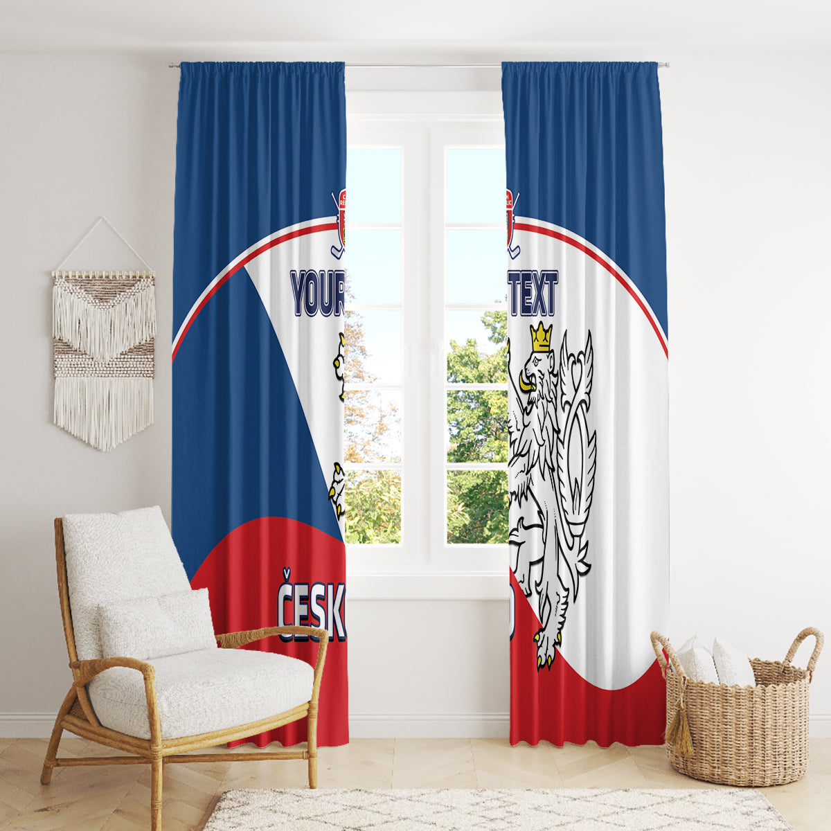 Custom Czech Republic Hockey Window Curtain 2024 Go Czechia - Wonder Print Shop