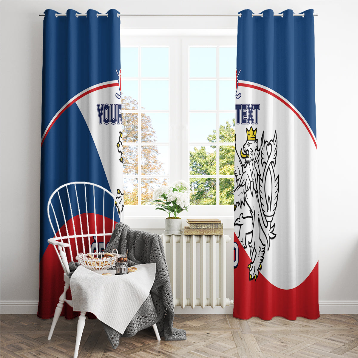 Custom Czech Republic Hockey Window Curtain 2024 Go Czechia - Wonder Print Shop