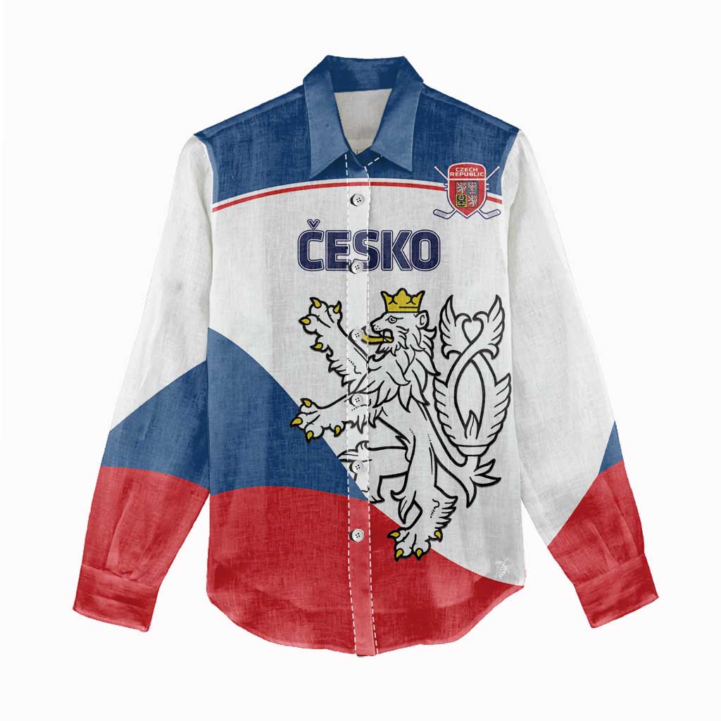 Custom Czech Republic Hockey Women Casual Shirt 2024 Go Czechia - Wonder Print Shop