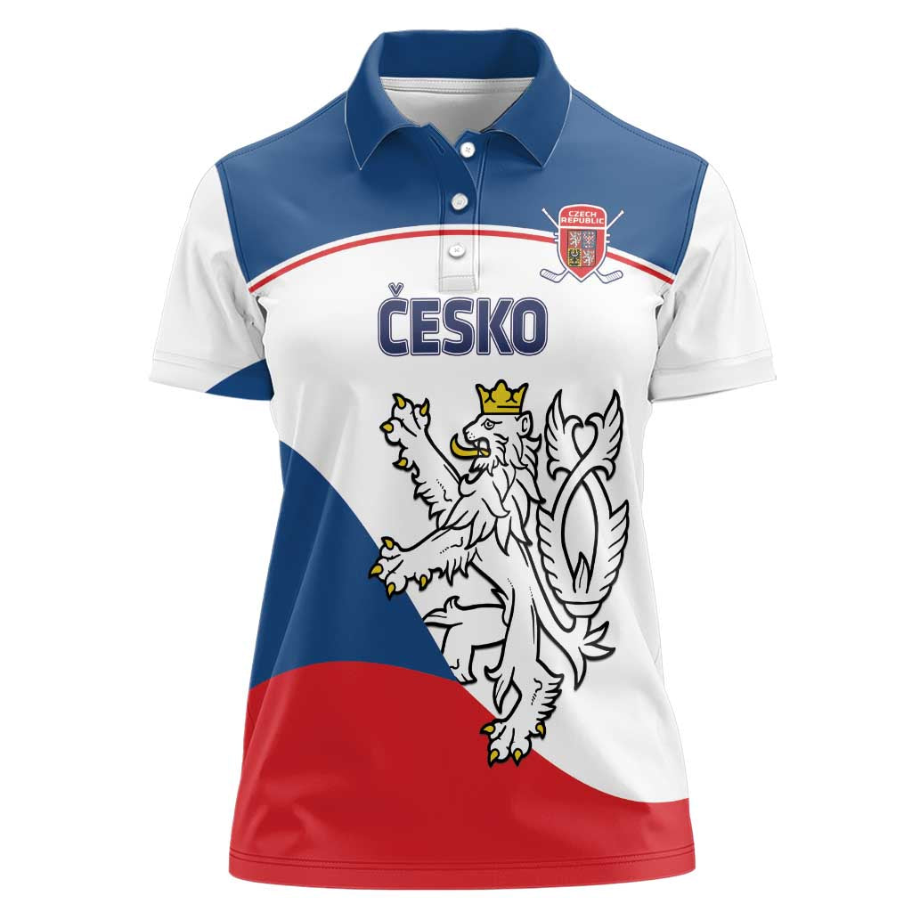 Custom Czech Republic Hockey Women Polo Shirt 2024 Go Czechia - Wonder Print Shop