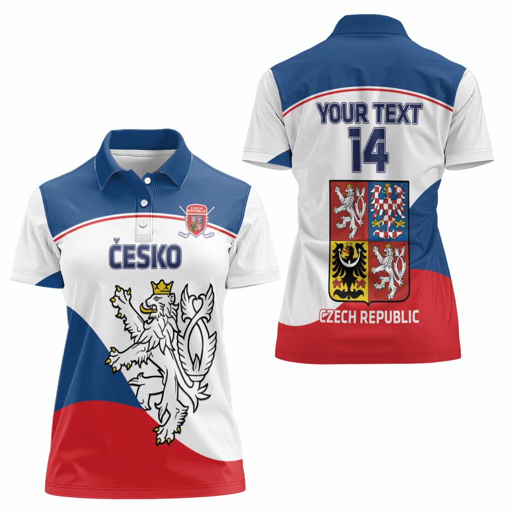 Custom Czech Republic Hockey Women Polo Shirt 2024 Go Czechia - Wonder Print Shop
