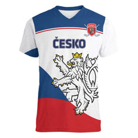Custom Czech Republic Hockey Women V Neck T Shirt 2024 Go Czechia - Wonder Print Shop