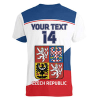 Custom Czech Republic Hockey Women V Neck T Shirt 2024 Go Czechia - Wonder Print Shop