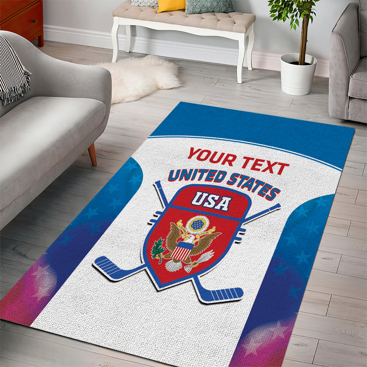 Custom United States Hockey Area Rug 2024 Go USA - Wonder Print Shop