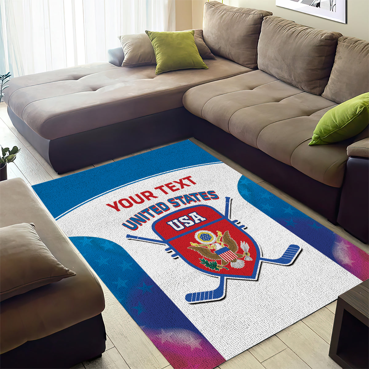 Custom United States Hockey Area Rug 2024 Go USA - Wonder Print Shop