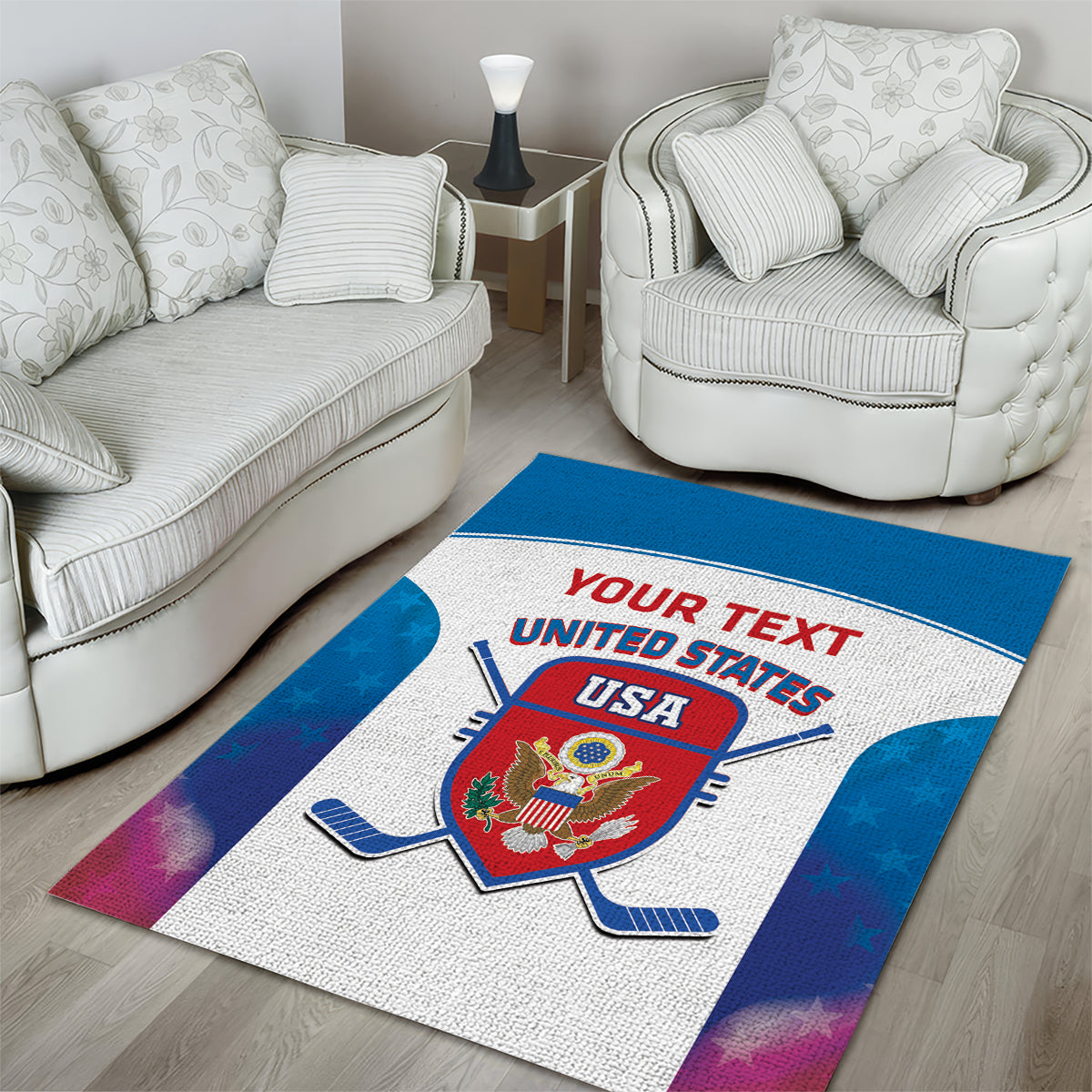 Custom United States Hockey Area Rug 2024 Go USA - Wonder Print Shop
